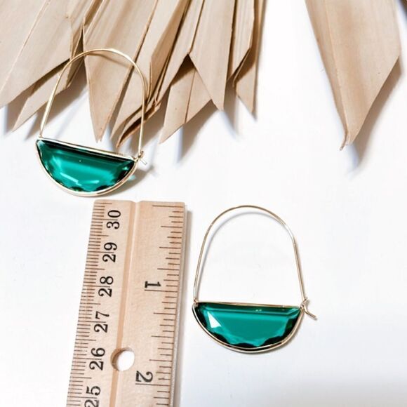 Green crystal earrings #550  - Picture 5 of 6